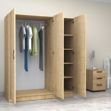 Victoria Megapap three doors melamine wardrobe in oak color 150x60x181cm.