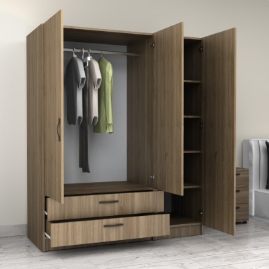 Victoria Megapap three doors melamine wardrobe in walnut color 150x60x181cm.