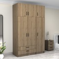 Victoria Megapap three doors melamine wardrobe with cabinet in walnut color 150x60x240cm.