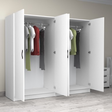 Victoria Megapap four doors melamine wardrobe in white color 200x60x181cm.