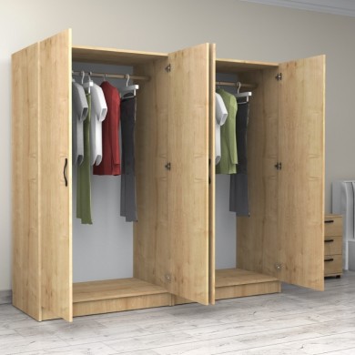 Victoria Megapap four doors melamine wardrobe in oak color 200x60x181cm.