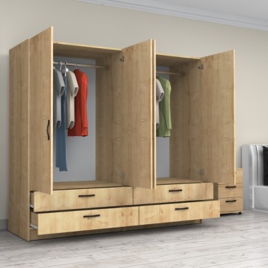 Victoria Megapap four doors melamine wardrobe in oak color 200x60x181cm.