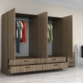 Victoria Megapap four doors melamine wardrobe in walnut color 200x60x181cm.