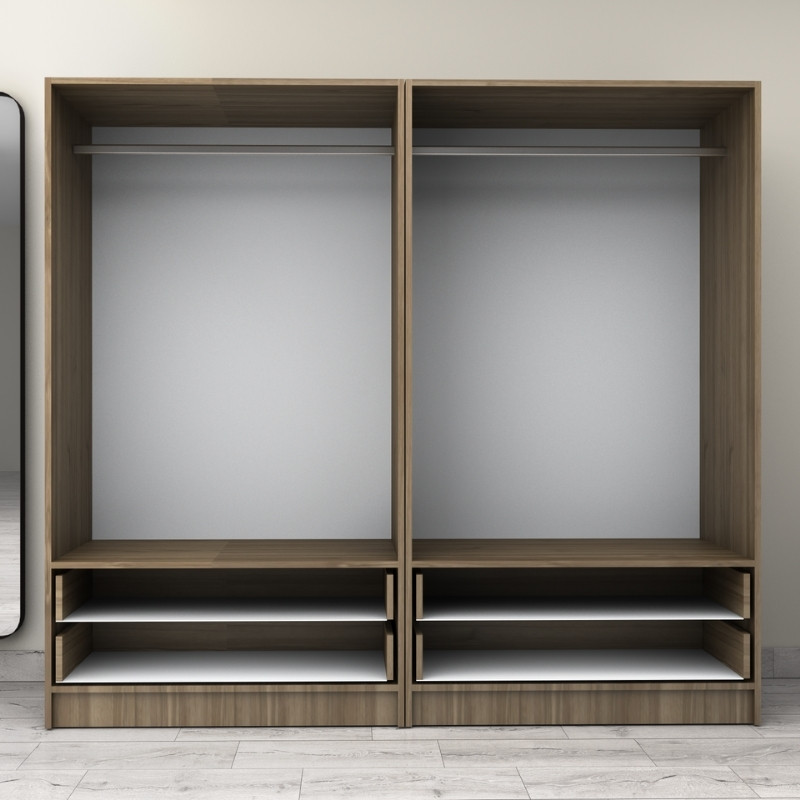 Victoria Megapap four doors melamine wardrobe in walnut color 200x60x181cm.