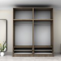 Victoria Megapap four doors melamine wardrobe with cabinet in walnut color 200x60x240cm.