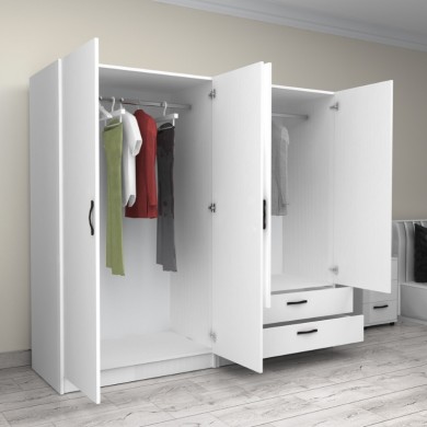 Victoria Megapap four doors melamine wardrobe in white color 200x60x181cm.