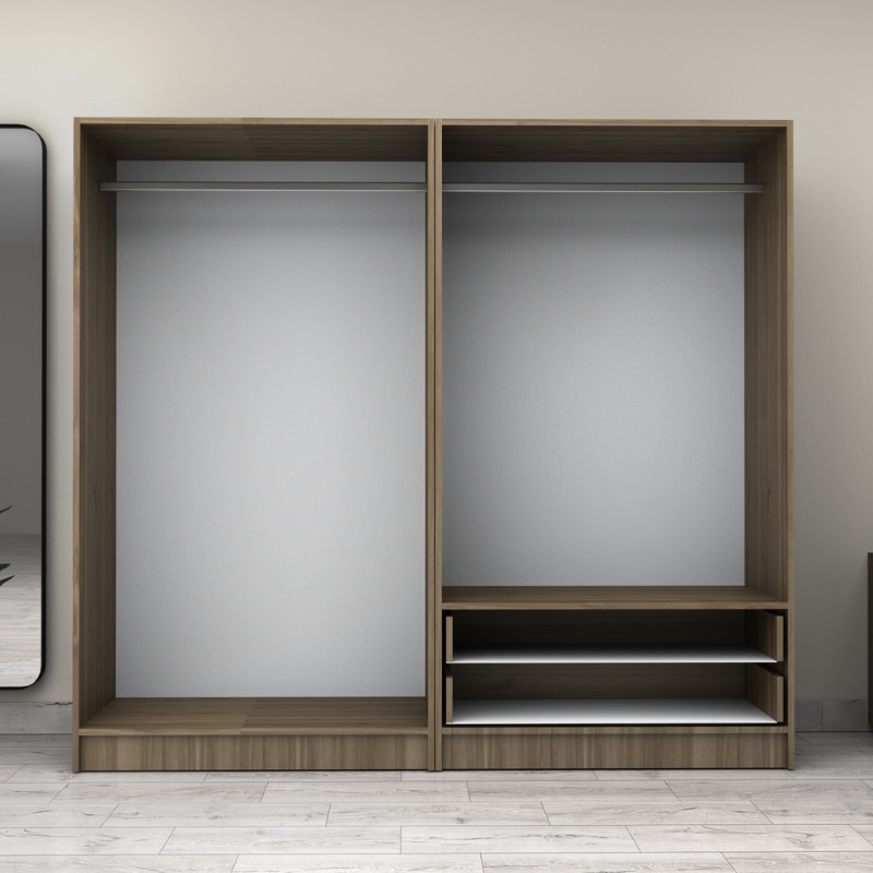 Victoria Megapap four doors melamine wardrobe in walnut color 200x60x181cm.