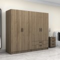 Victoria Megapap four doors melamine wardrobe in walnut color 200x60x181cm.