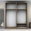 Victoria Megapap four doors melamine wardrobe with cabinet in walnut color 200x60x240cm.