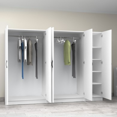Victoria Megapap five doors melamine wardrobe in white color 250x60x181cm.