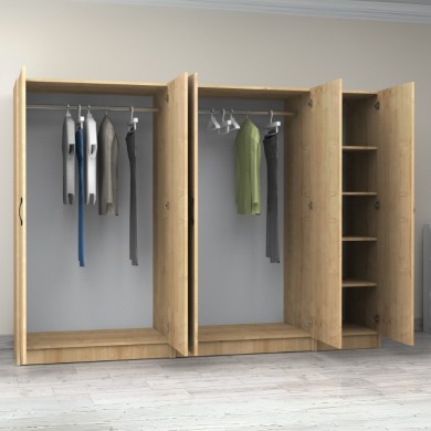 Victoria Megapap five doors melamine wardrobe in oak color 250x60x181cm.