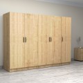 Victoria Megapap five doors melamine wardrobe in oak color 250x60x181cm.