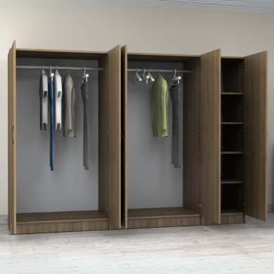 Victoria Megapap five doors melamine wardrobe in walnut color 250x60x181cm.