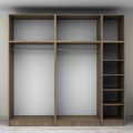 Victoria Megapap five doors melamine wardrobe with cabinet in walnut color 250x60x240cm.
