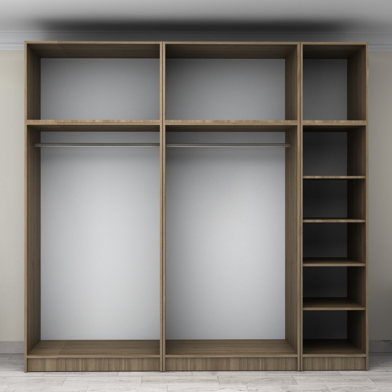 Victoria Megapap five doors melamine wardrobe with cabinet in walnut color 250x60x240cm.