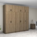 Victoria Megapap five doors melamine wardrobe with cabinet in walnut color 250x60x240cm.