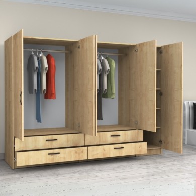 Victoria Megapap five doors melamine wardrobe in oak color 250x60x181cm.