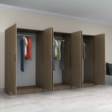 Victoria Megapap six doors melamine wardrobe in walnut color 300x60x181cm.