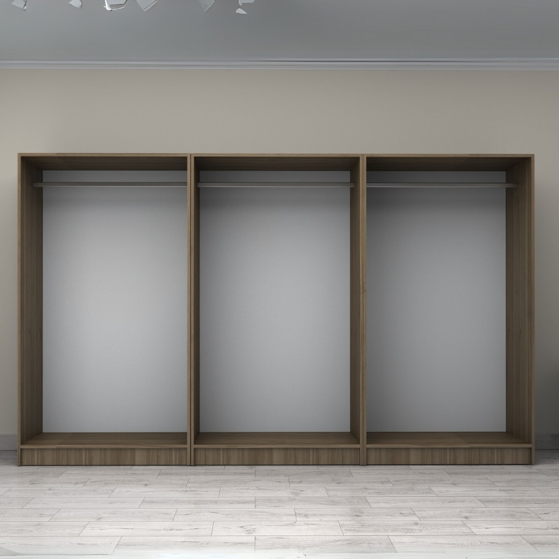 Victoria Megapap six doors melamine wardrobe in walnut color 300x60x181cm.