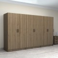 Victoria Megapap six doors melamine wardrobe in walnut color 300x60x181cm.
