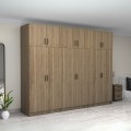 Victoria Megapap six doors melamine wardrobe with cabinet in walnut color 300x60x240cm.