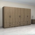 Victoria Megapap six doors melamine wardrobe in walnut color 300x60x181cm.