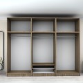Victoria Megapap six doors melamine wardrobe with cabinet in walnut color 300x60x240cm.