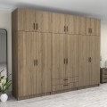 Victoria Megapap six doors melamine wardrobe with cabinet in walnut color 300x60x240cm.