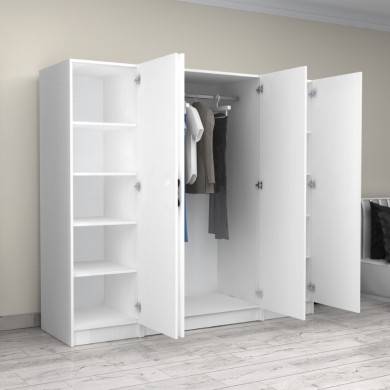 Victoria Megapap four doors melamine wardrobe in white color 200x60x181cm.
