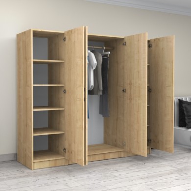 Victoria Megapap four doors melamine wardrobe in oak color 200x60x181cm.