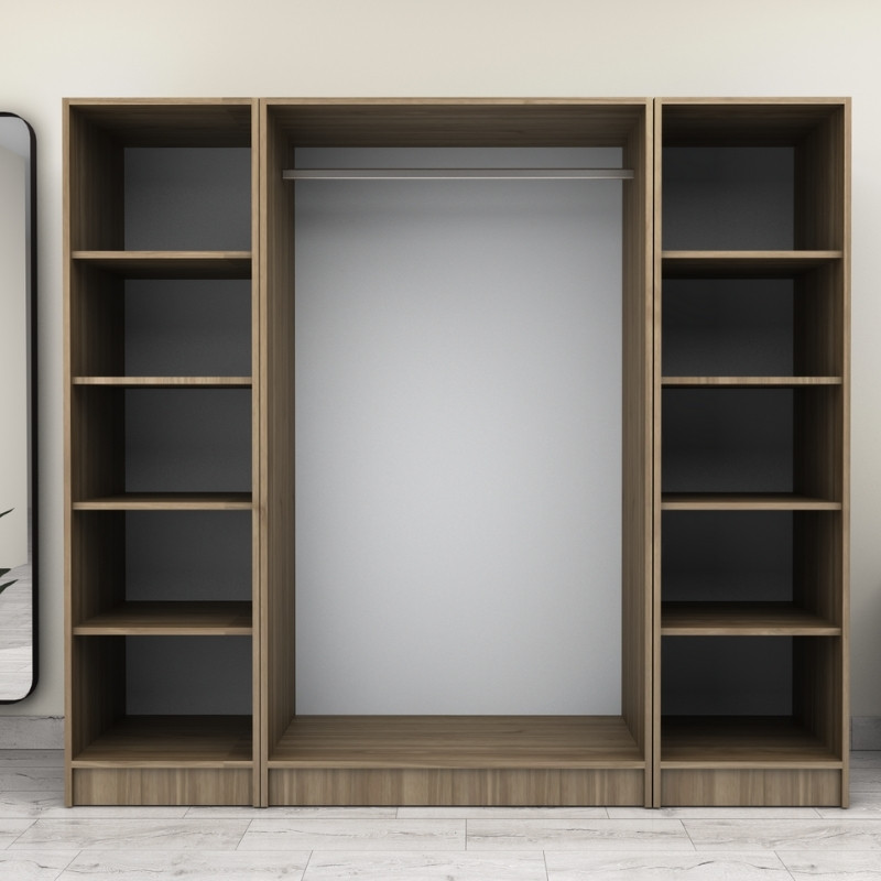 Victoria Megapap four doors melamine wardrobe in walnut color 200x60x181cm.