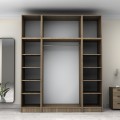 Victoria Megapap four doors melamine wardrobe with cabinet in walnut color 200x60x240cm.