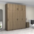 Victoria Megapap four doors melamine wardrobe with cabinet in walnut color 200x60x240cm.