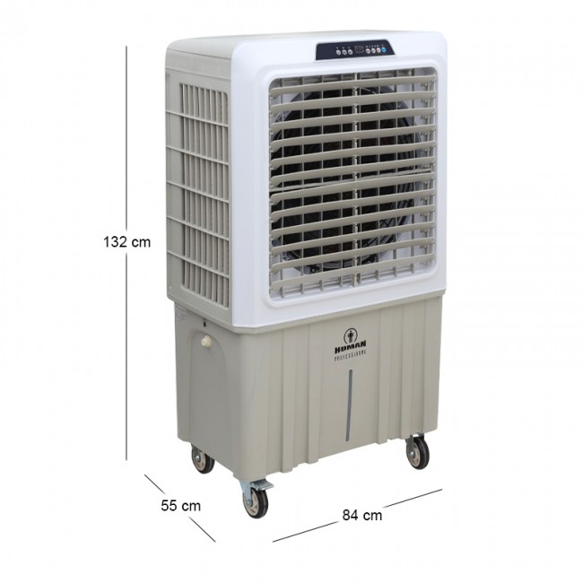 Air Cooler HU-2011 Human 100L 420W 12000 m3/h με τηλεχειριστήριο χρώμα λευκό - γκρι 84x55x132εκ.
