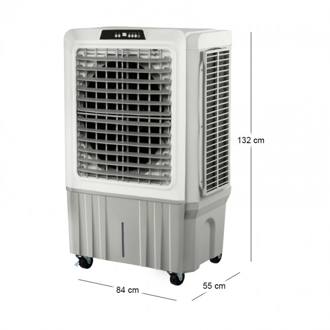 Air Cooler HU-2011 Human 100L 420W 12000 m3/h με τηλεχειριστήριο χρώμα λευκό - γκρι 84x55x132εκ.