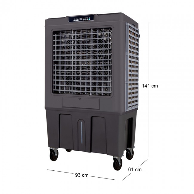 Air Cooler HU-2012 Human 150L 750W 20000m3/h με τηλεχειριστρήριο χρώμα γκρι 93x61x141εκ.