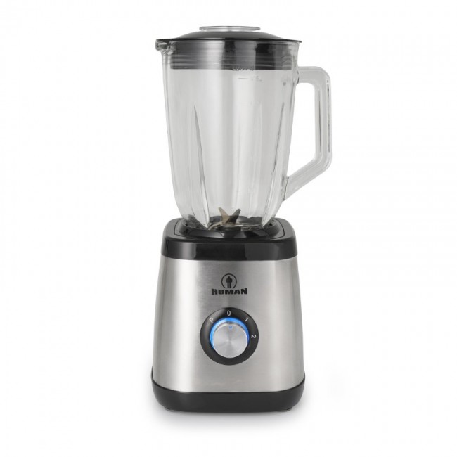 Μπλέντερ με Γυάλινη Κανάτα 1,5L 1500W Inox Human HU-3013