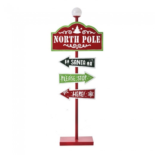 ΚΟΚΚΙΝΗ ΜΕΤΑΛΛΙΚΗ ΤΑΜΠΕΛΑ NORTH POLE ΜΕ ΦΩΣ 45Χ16Χ118ΕΚ ΜΠΑΤΑΡΙΑΣ