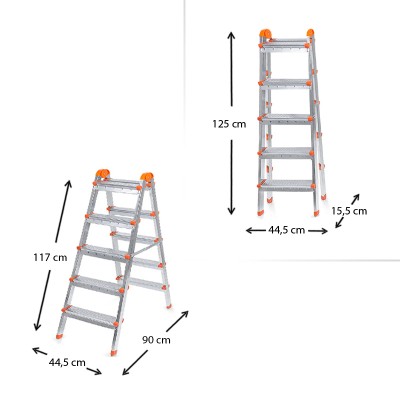 Σκάλα Double Step Perilla μεταλλική 5+5 σκαλοπάτια 117εκ.