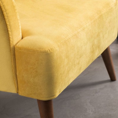 Μπερζέρα - πολυθρόνα Karina Megapap βελούδινη χρώμα κίτρινο 69x60x88εκ.