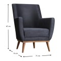 Gonca Megapap velvet armchair in anthracite color 71x75x87cm.