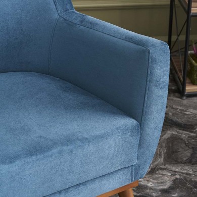 Gonca Megapap velvet armchair in blue color 71x75x87cm.