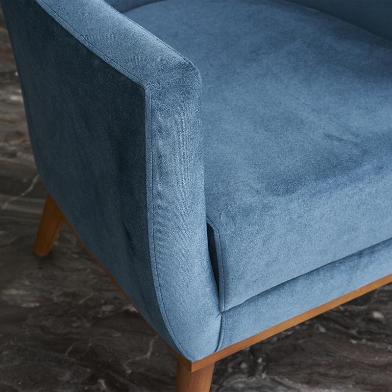 Gonca Megapap velvet armchair in blue color 71x75x87cm.
