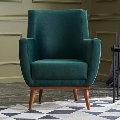 Gonca Megapap velvet armchair in dark green color 71x75x87cm.