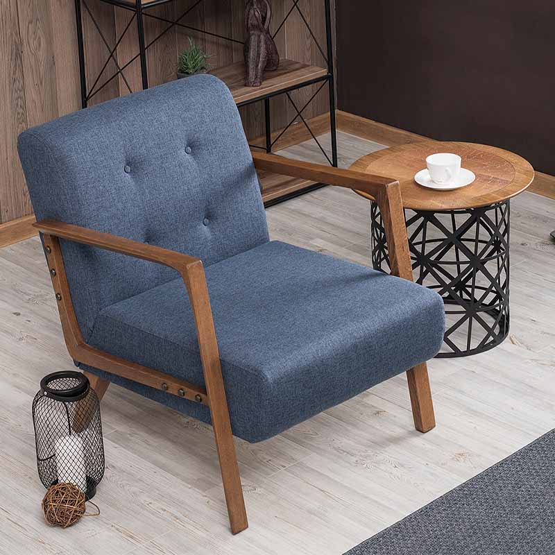 Kemer Megapap fabric armchair in blue color 67x76x78cm.