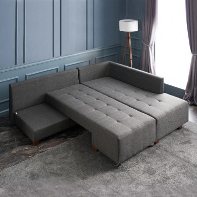 Manama Megapap fabric right corner sofa in anthracite color 280x206x85cm.