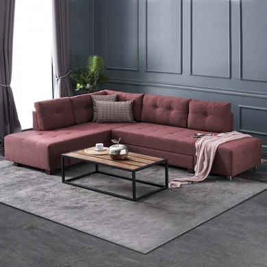 Manama Megapap fabric left corner sofa in claret red color 280x206x85cm.