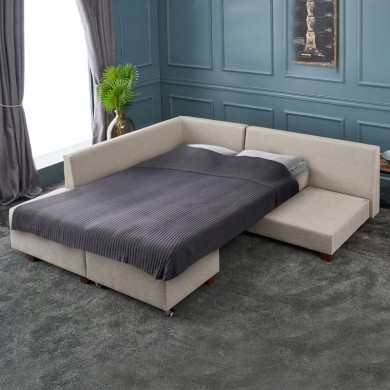 Manama Megapap fabric left corner sofa in cream color 280x206x85cm.