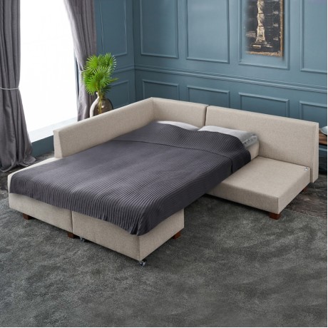Manama Megapap fabric left corner sofa in cream color 280x206x85cm.
