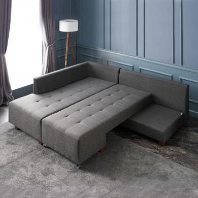 Manama Megapap fabric left corner sofa in antracite color 280x206x85cm.